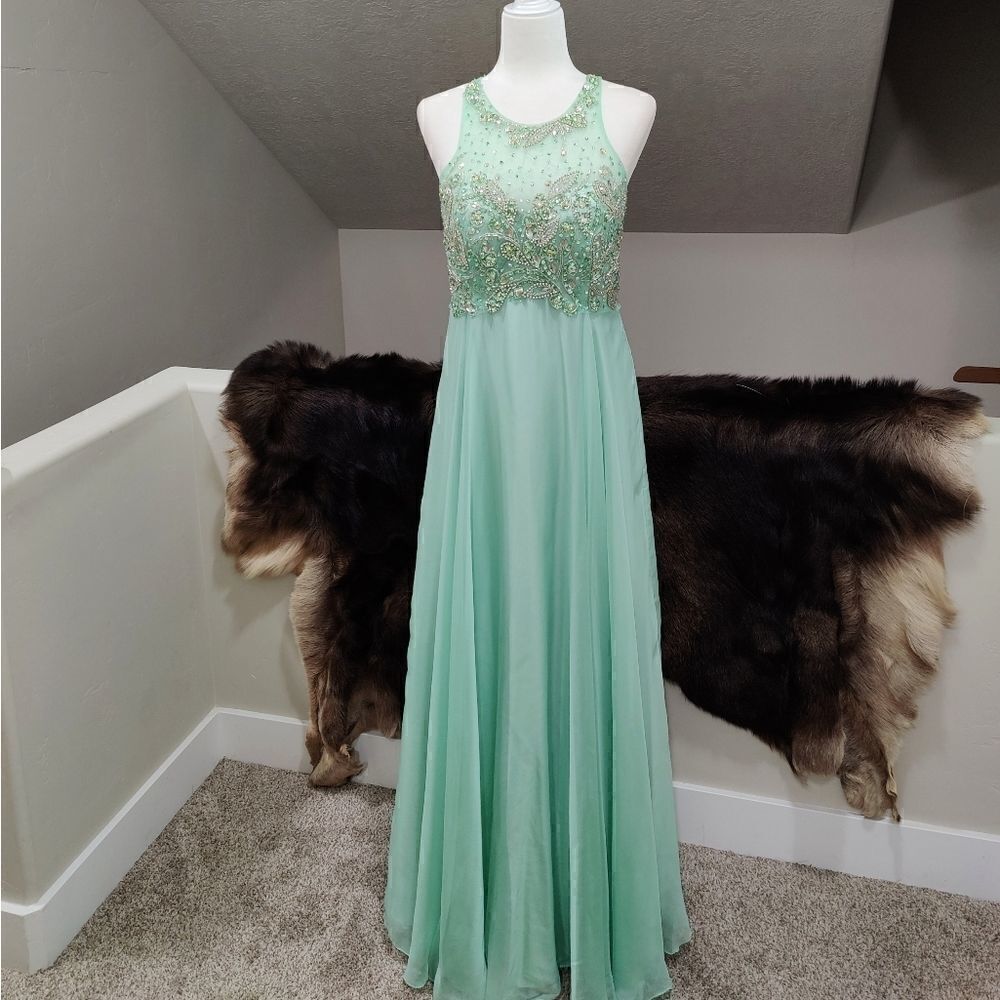Beautifultencelchiffon Beadedeveningdress
